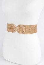 Load image into Gallery viewer, Metallic Faux Straw Elastic Belt