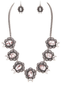Squash Blossom Statement Stone Necklace Set