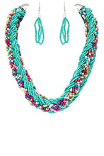 Load image into Gallery viewer, Braided Seed Beads Statement 2 Tone Necklace Set
