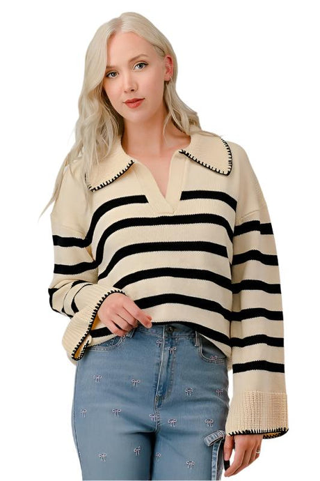 Stripe Pattern Knit Sweater