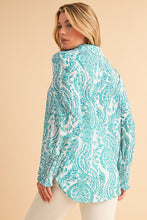 Load image into Gallery viewer, Paisley Print Smocked Cuffs Buttoned Loose Shirt