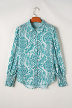 Load image into Gallery viewer, Paisley Print Smocked Cuffs Buttoned Loose Shirt