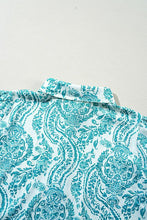 Load image into Gallery viewer, Paisley Print Smocked Cuffs Buttoned Loose Shirt