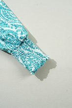 Load image into Gallery viewer, Paisley Print Smocked Cuffs Buttoned Loose Shirt