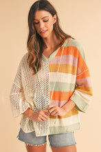 Load image into Gallery viewer, Oversized Colorblock V Neck Hooded Sweater