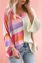Load image into Gallery viewer, Oversized Colorblock V Neck Hooded Sweater