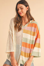 Load image into Gallery viewer, Oversized Colorblock V Neck Hooded Sweater
