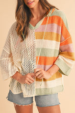 Load image into Gallery viewer, Oversized Colorblock V Neck Hooded Sweater