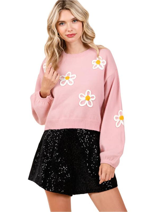Plus Floral Embroidered Knit Sweater