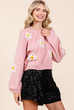 Load image into Gallery viewer, Plus Floral Embroidered Knit Sweater