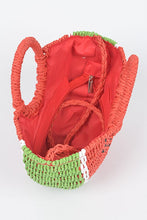 Load image into Gallery viewer, Watermelon Basket Straw Top Handle Clutch
