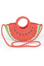 Load image into Gallery viewer, Watermelon Basket Straw Top Handle Clutch