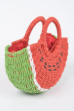 Load image into Gallery viewer, Watermelon Basket Straw Top Handle Clutch