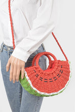 Load image into Gallery viewer, Watermelon Basket Straw Top Handle Clutch