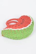 Load image into Gallery viewer, Watermelon Basket Straw Top Handle Clutch