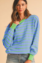Load image into Gallery viewer, Stripe Round Neck Drop Shoulder Loose Sweater