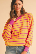 Load image into Gallery viewer, Stripe Round Neck Drop Shoulder Loose Sweater