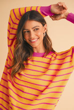 Load image into Gallery viewer, Stripe Round Neck Drop Shoulder Loose Sweater