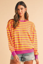 Load image into Gallery viewer, Stripe Round Neck Drop Shoulder Loose Sweater