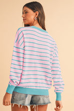 Load image into Gallery viewer, Stripe Round Neck Drop Shoulder Loose Sweater