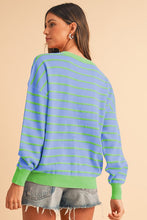 Load image into Gallery viewer, Stripe Round Neck Drop Shoulder Loose Sweater
