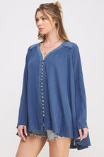 Load image into Gallery viewer, LONG SLEEVE V-NECK OVERSIZED BUTTON DOWN TUNIC