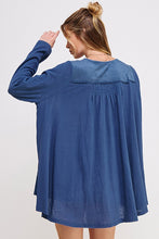 Load image into Gallery viewer, LONG SLEEVE V-NECK OVERSIZED BUTTON DOWN TUNIC