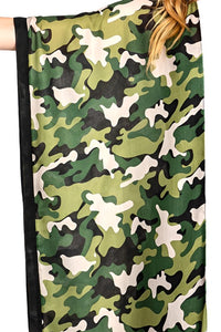 Camouflage Print Extra Long Kimono Duster Cardigan