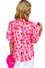 Load image into Gallery viewer, Women Print Button Back Ruffed High Neck Blouse