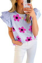 Load image into Gallery viewer, Women Floral Print Ruffled Flutter Sleeve Blouse