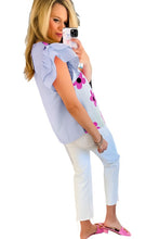Load image into Gallery viewer, Women Floral Print Ruffled Flutter Sleeve Blouse
