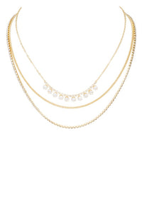 Mix Rhinestone Chain Layered Necklace