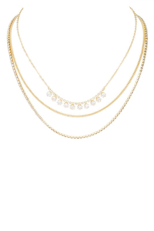 Mix Rhinestone Chain Layered Necklace