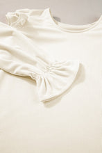 Load image into Gallery viewer, Corduroy Round Neck Ruffled Flounce Sleeve Blouse
