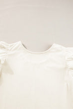 Load image into Gallery viewer, Corduroy Round Neck Ruffled Flounce Sleeve Blouse