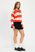 Load image into Gallery viewer, STRIPED COLLARED SWEATER TOP