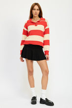 Load image into Gallery viewer, STRIPED COLLARED SWEATER TOP