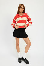 Load image into Gallery viewer, STRIPED COLLARED SWEATER TOP
