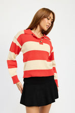 Load image into Gallery viewer, STRIPED COLLARED SWEATER TOP
