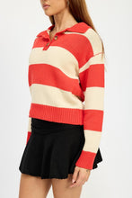 Load image into Gallery viewer, STRIPED COLLARED SWEATER TOP