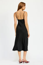Load image into Gallery viewer, SATIN LACE CAMI MIDI DRESS WITH SLIT