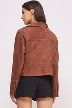 Load image into Gallery viewer, PLUS BELTED LONG SLEEVE ZIPPERED SUEDE MOTO JACKET