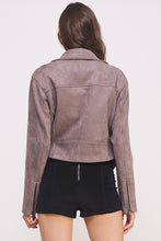 Load image into Gallery viewer, PLUS BELTED LONG SLEEVE ZIPPERED SUEDE MOTO JACKET