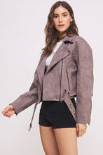 Load image into Gallery viewer, PLUS BELTED LONG SLEEVE ZIPPERED SUEDE MOTO JACKET