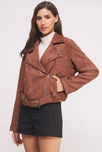 Load image into Gallery viewer, PLUS BELTED LONG SLEEVE ZIPPERED SUEDE MOTO JACKET
