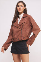 Load image into Gallery viewer, PLUS BELTED LONG SLEEVE ZIPPERED SUEDE MOTO JACKET