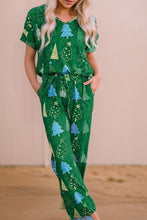Load image into Gallery viewer, Christmas Tree Print Tee and Pants Lounge Set