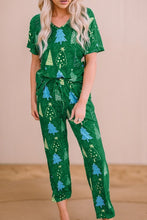 Load image into Gallery viewer, Christmas Tree Print Tee and Pants Lounge Set