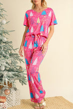 Load image into Gallery viewer, Christmas Tree Print Tee and Pants Lounge Set
