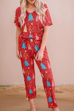 Load image into Gallery viewer, Christmas Tree Print Tee and Pants Lounge Set